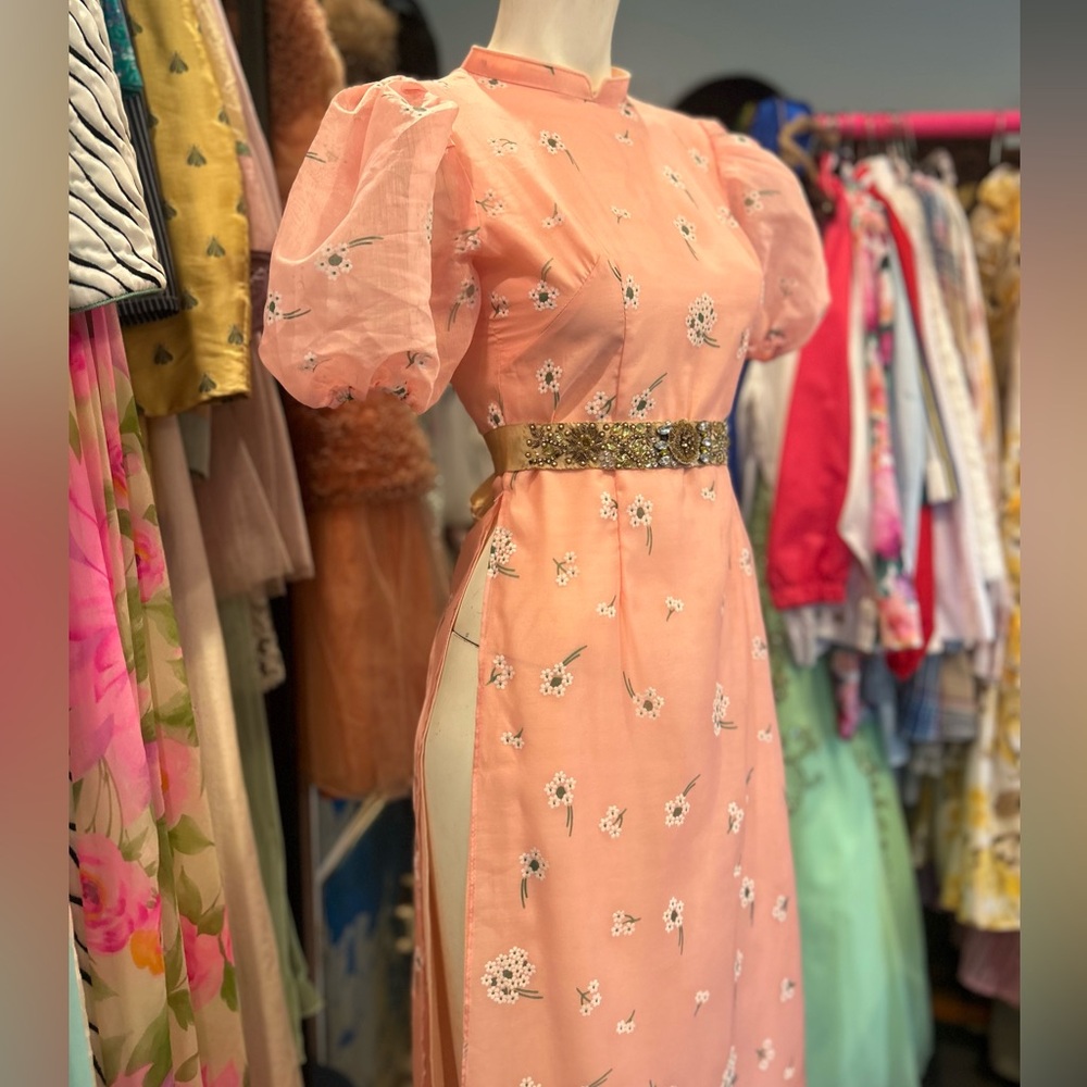 Pink Bouquet Cheongsam Style Dress